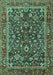 Machine Washable Persian Turquoise Traditional Area Rugs, wshtr2564turq