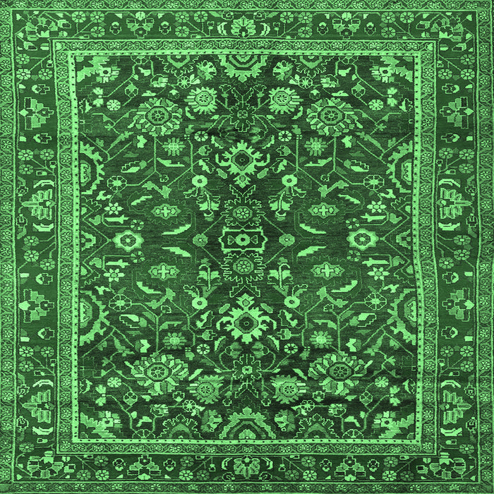 Square Persian Emerald Green Traditional Rug, tr2564emgrn