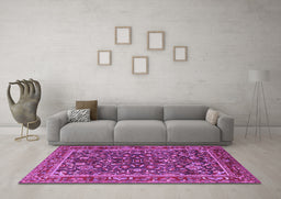 Machine Washable Persian Purple Traditional Area Rugs in a Living Room, wshtr2564pur