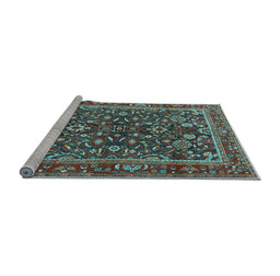 Sideview of Machine Washable Persian Light Blue Traditional Rug, wshtr2564lblu
