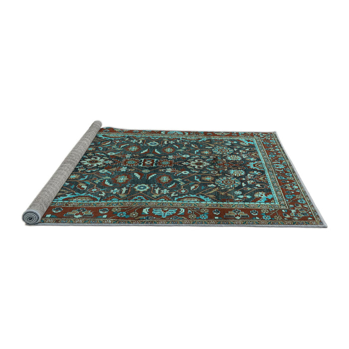 Sideview of Machine Washable Persian Light Blue Traditional Rug, wshtr2564lblu
