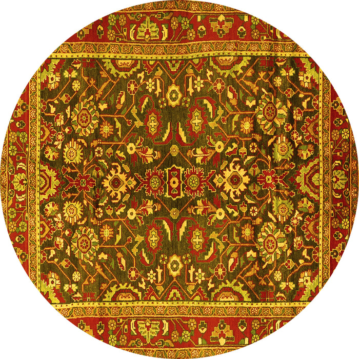 Round Persian Yellow Traditional Rug, tr2564yw