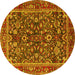Round Persian Yellow Traditional Rug, tr2564yw