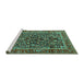 Sideview of Machine Washable Persian Turquoise Traditional Area Rugs, wshtr2564turq