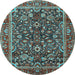 Round Persian Light Blue Traditional Rug, tr2564lblu