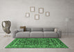 Machine Washable Persian Emerald Green Traditional Area Rugs in a Living Room,, wshtr2564emgrn