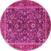 Round Machine Washable Persian Pink Traditional Rug, wshtr2564pnk