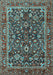 Machine Washable Persian Light Blue Traditional Rug, wshtr2564lblu