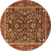 Round Persian Brown Traditional Rug, tr2564brn