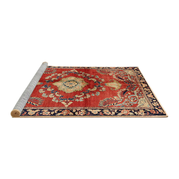 Sideview of Machine Washable Traditional Sand Brown Rug, wshtr2565