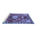 Sideview of Machine Washable Persian Blue Traditional Rug, wshtr2565blu