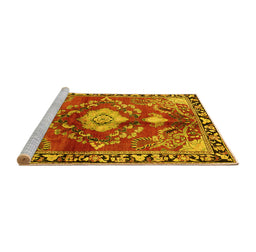 Sideview of Machine Washable Persian Yellow Traditional Rug, wshtr2565yw