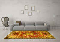 Machine Washable Persian Yellow Traditional Rug, wshtr2565yw