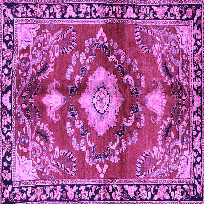 Square Machine Washable Persian Purple Traditional Area Rugs, wshtr2565pur