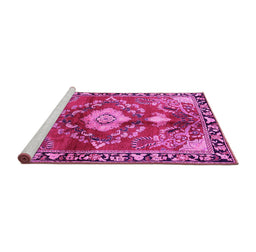 Sideview of Machine Washable Persian Pink Traditional Rug, wshtr2565pnk