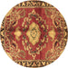 Round Persian Brown Traditional Rug, tr2565brn