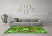 Machine Washable Persian Green Traditional Area Rugs in a Living Room,, wshtr2565grn