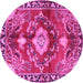 Round Machine Washable Persian Pink Traditional Rug, wshtr2565pnk