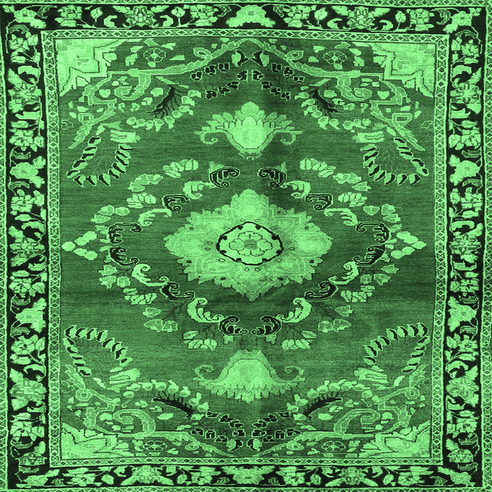 Square Machine Washable Persian Emerald Green Traditional Area Rugs, wshtr2565emgrn