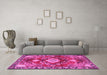 Machine Washable Persian Pink Traditional Rug in a Living Room, wshtr2565pnk