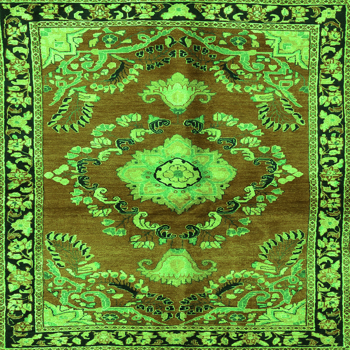 Round Machine Washable Persian Green Traditional Area Rugs, wshtr2565grn