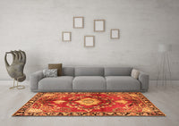 Machine Washable Persian Orange Traditional Rug, wshtr2565org