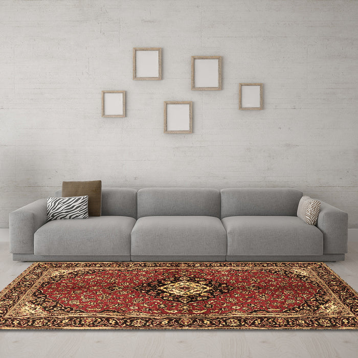 Machine Washable Persian Brown Traditional Rug in a Living Room,, wshtr2566brn