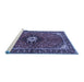 Sideview of Machine Washable Persian Blue Traditional Rug, wshtr2566blu