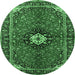 Round Persian Emerald Green Traditional Rug, tr2566emgrn