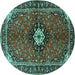 Round Machine Washable Persian Turquoise Traditional Area Rugs, wshtr2566turq