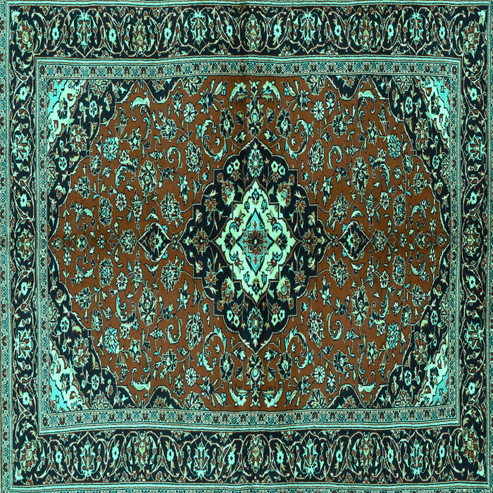 Square Machine Washable Persian Turquoise Traditional Area Rugs, wshtr2566turq