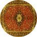 Round Persian Yellow Traditional Rug, tr2566yw