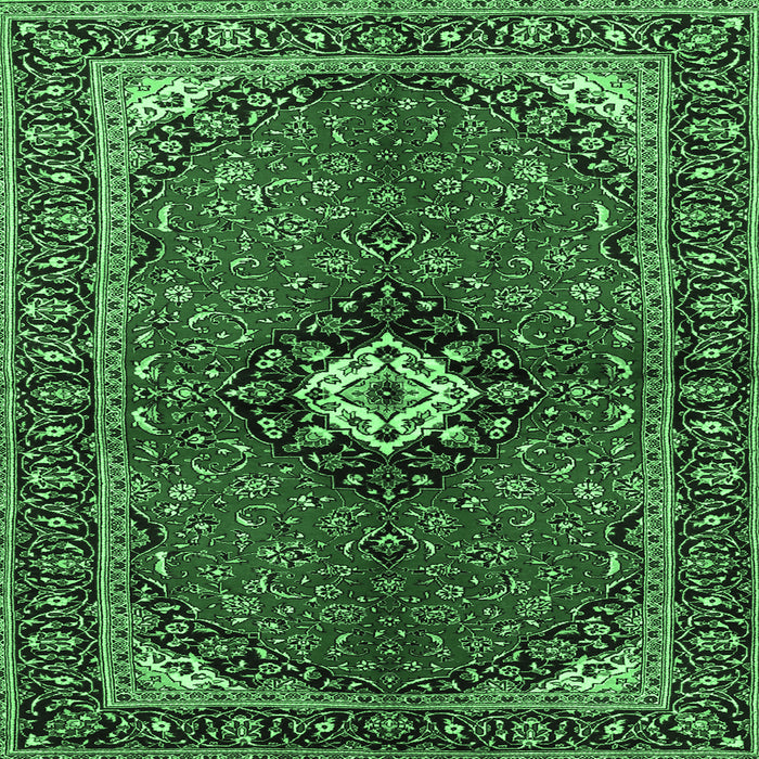 Square Persian Emerald Green Traditional Rug, tr2566emgrn