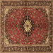 Square Machine Washable Persian Brown Traditional Rug, wshtr2566brn