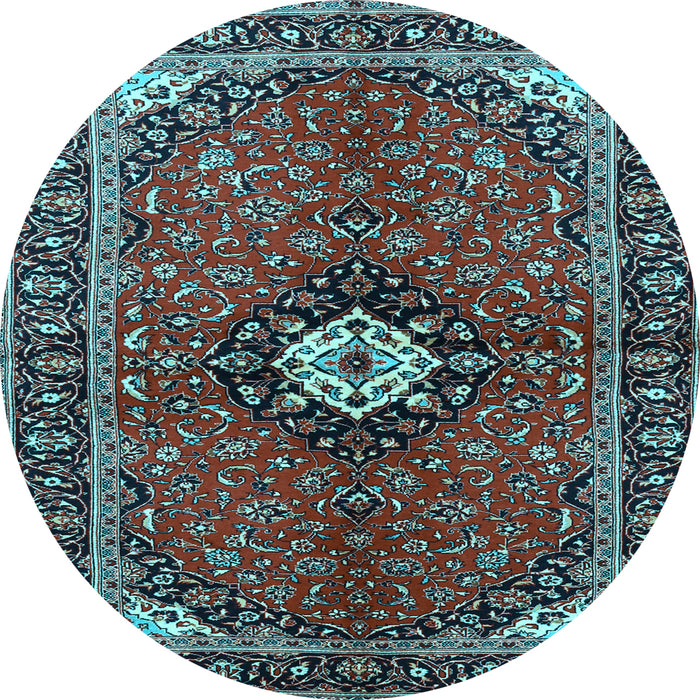Round Machine Washable Persian Light Blue Traditional Rug, wshtr2566lblu