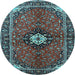 Round Machine Washable Persian Light Blue Traditional Rug, wshtr2566lblu