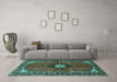 Machine Washable Persian Turquoise Traditional Area Rugs in a Living Room,, wshtr2566turq