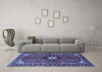 Machine Washable Persian Blue Traditional Rug, wshtr2566blu