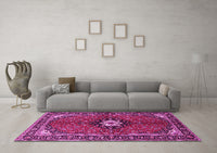 Machine Washable Persian Pink Traditional Rug, wshtr2566pnk