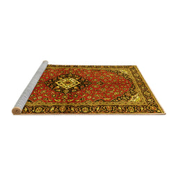 Sideview of Machine Washable Persian Yellow Traditional Rug, wshtr2566yw