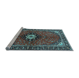 Sideview of Machine Washable Persian Light Blue Traditional Rug, wshtr2566lblu