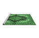 Sideview of Machine Washable Medallion Emerald Green Traditional Area Rugs, wshtr2567emgrn