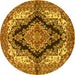 Round Medallion Yellow Traditional Rug, tr2567yw