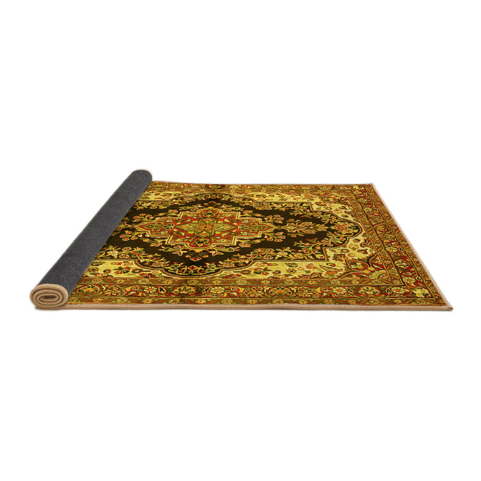 Sideview of Medallion Yellow Traditional Rug, tr2567yw