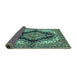 Sideview of Medallion Turquoise Traditional Rug, tr2567turq