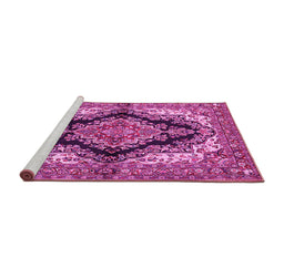 Sideview of Machine Washable Medallion Pink Traditional Rug, wshtr2567pnk
