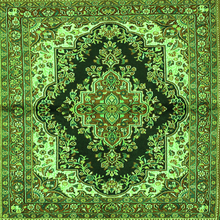Serging Thickness of Medallion Green Traditional Rug, tr2567grn