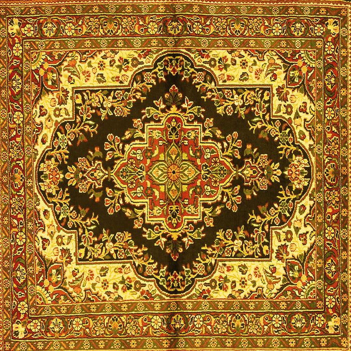 Square Medallion Yellow Traditional Rug, tr2567yw
