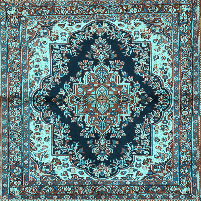 Square Medallion Light Blue Traditional Rug, tr2567lblu