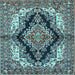 Square Medallion Light Blue Traditional Rug, tr2567lblu